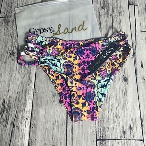 Gypsy Sand Women's Floral Multiple Side Strings Multicolor Bikini Bottom XS
